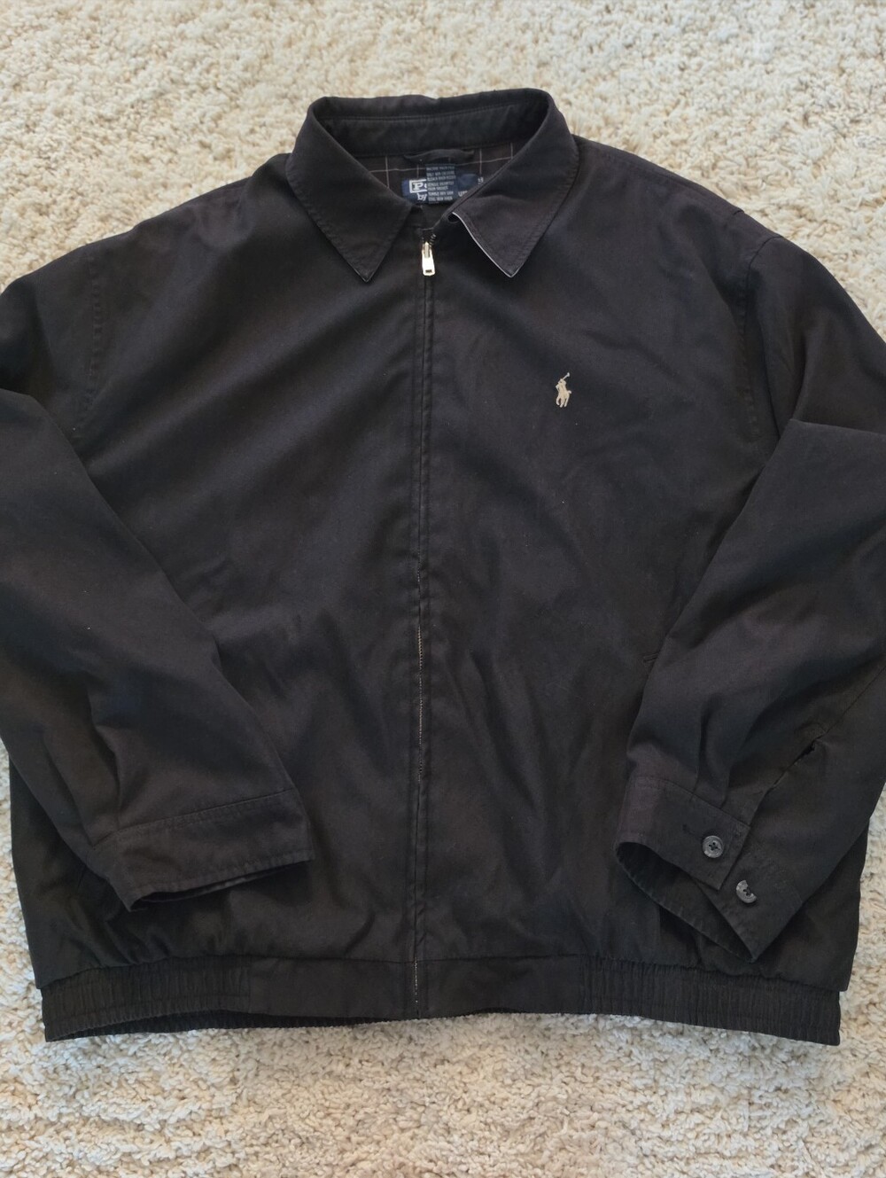 Polo Ralph Lauren Vintage Mens Bi-Swing Harrington Black PlaidWindbreaker Jacket - Picture 1 of 6